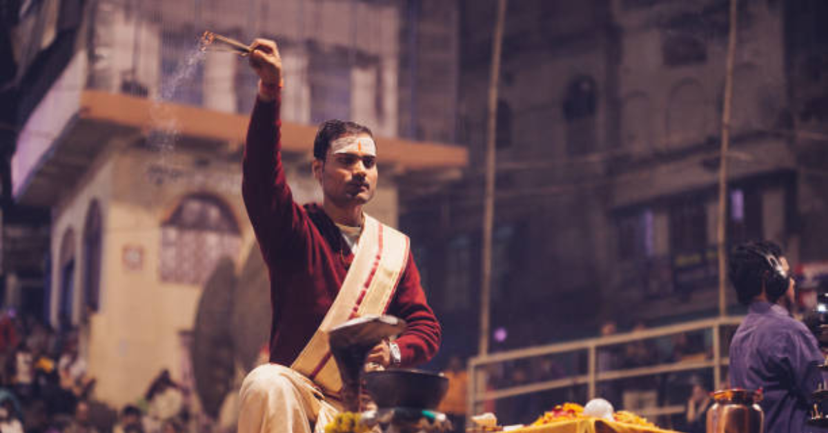 Pujari performing holy rituals